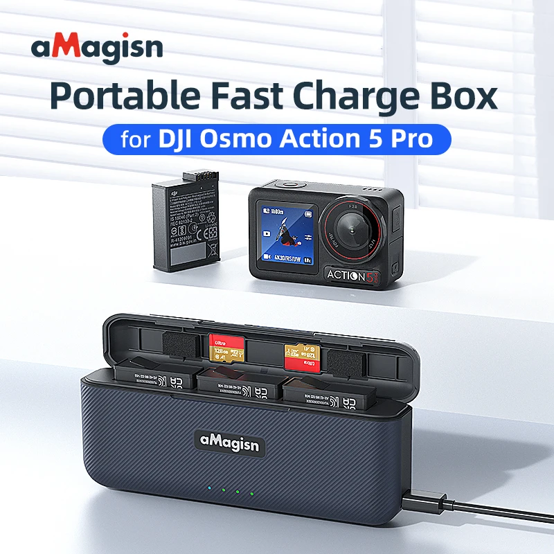 Fast Charge Box For DJI Osmo Action5Pro Camera Battery Charger Portable 3-Channel Storage Smart Charging Management Accessory
Fast Charge Box For DJI Osmo Action5Pro Camera Battery Charger Portable 3-Channel Storage Smart Charging Management Accessory