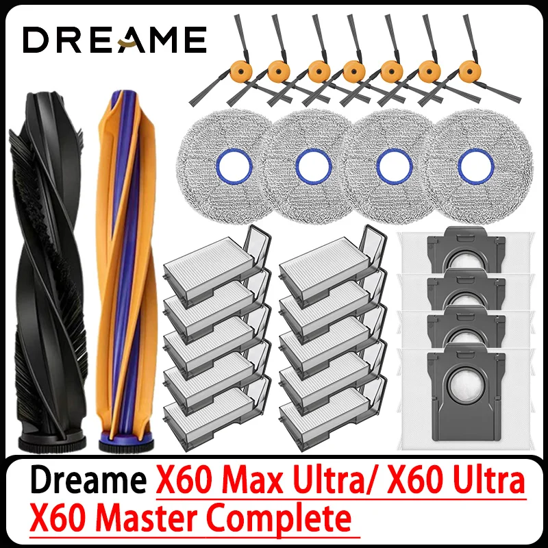 Dreame X60 Max Ultra/X60 Ultra/X60 Master Complete Vacuum Cleaner Accessories Main Side Brush HEPA Filter Mop Cloths Dust Bag.
Dreame X60 Max Ultra/X60 Ultra/X60 Master Complete Vacuum Cleaner Accessories Main Side Brush HEPA Filter Mop Cloths Dust Bag.