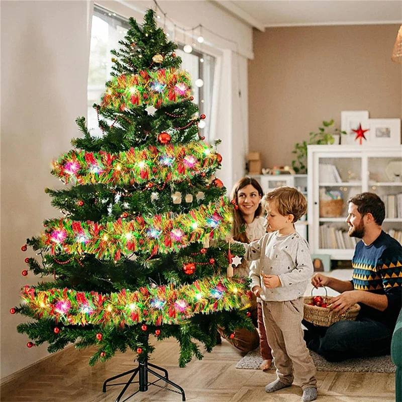 Sparkling Christmas Coloured Tinsel Garland with 50LED Ribbon String Lights Christmas Tree Indoor Wedding Party Holiday Decor
Sparkling Christmas Coloured Tinsel Garland with 50LED Ribbon String Lights Christmas Tree Indoor Wedding Party Holiday Decor