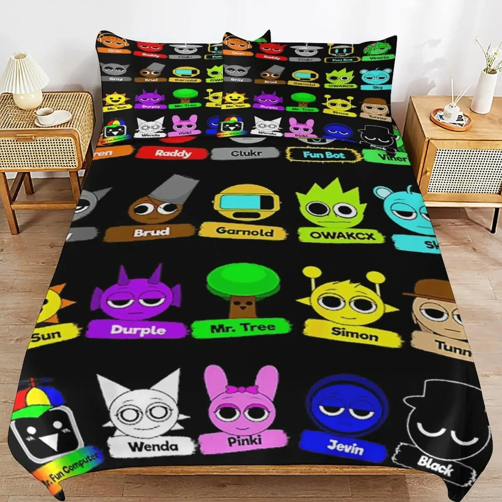 3D Printed Game Sprunki Bedding Set Music Game Incredibox Duvet Cover Set With Pillowcases Kids for Bedroom Quilt cover
3D Printed Game Sprunki Bedding Set Music Game Incredibox Duvet Cover Set With Pillowcases Kids for Bedroom Quilt cover