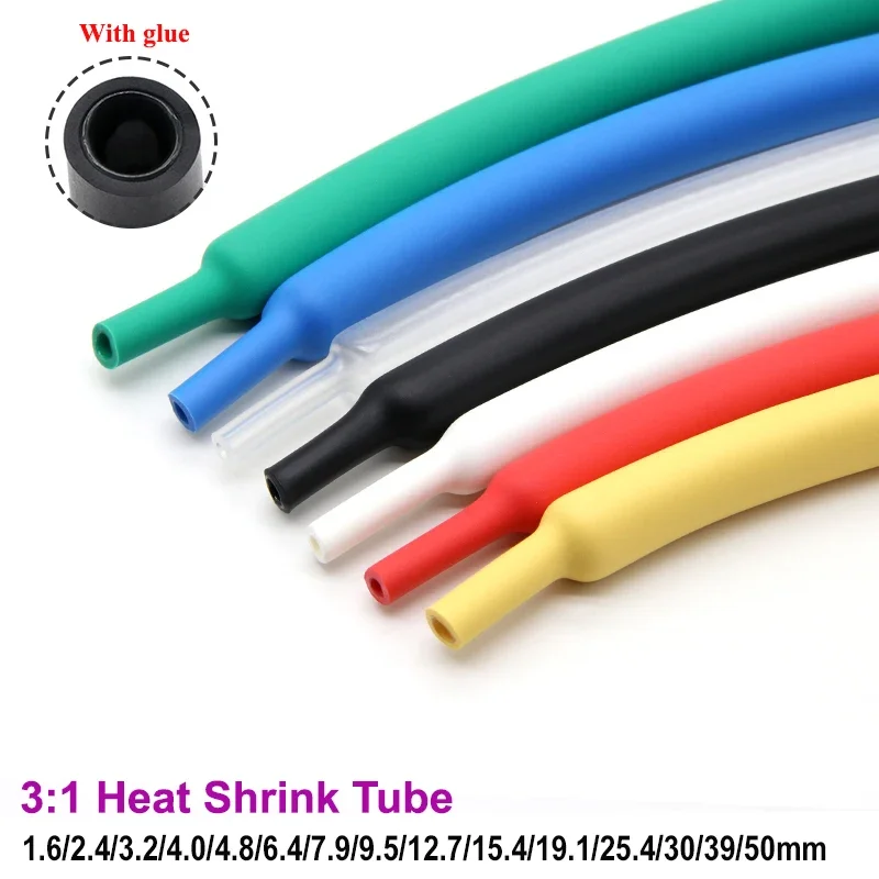 1M 3:1 Heat Shrink Tube with Glue Dia 1.6mm~50mm Repair Waterproof DIY Wire Insulation Wrap Cable Protector Cover Sheath Sleeve
1M 3:1 Heat Shrink Tube with Glue Dia 1.6mm~50mm Repair Waterproof DIY Wire Insulation Wrap Cable Protector Cover Sheath Sleeve