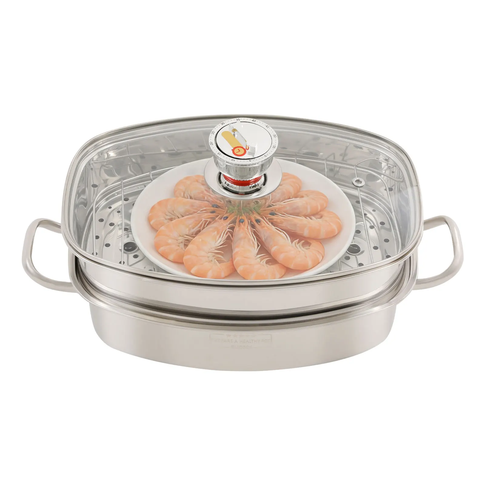 2-layer 6L Stainless Steel Steamer Pot, 47*26*15cm Multi-Use Steaming Cookware, Steam Cooker With Clear Glass Lid And Dedicated Timer For Steaming Food, Simmering Soups
2-layer 6L Stainless Steel Steamer Pot, 47*26*15cm Multi-Use Steaming Cookware, Steam Cooker With Clear Glass Lid And Dedicated Timer For Steaming Food, Simmering Soups