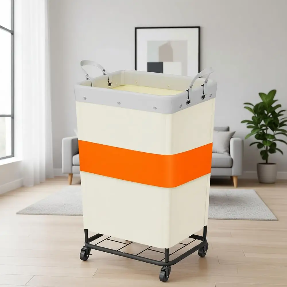 Large Rolling Heavy-Duty Laundry Basket with Wheels, Tall Steel Hamper for Home, Hotel, Dorm - White
Large Rolling Heavy-Duty Laundry Basket with Wheels, Tall Steel Hamper for Home, Hotel, Dorm - White