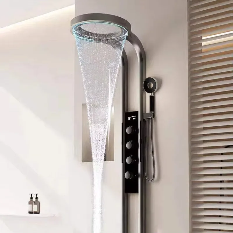 2026 Bathroom Wall-Mounted Multi-Function Shower System, Rainfall Head with Mixer, Waterfall Spray Column and LED Control Panel
2026 Bathroom Wall-Mounted Multi-Function Shower System, Rainfall Head with Mixer, Waterfall Spray Column and LED Control Panel