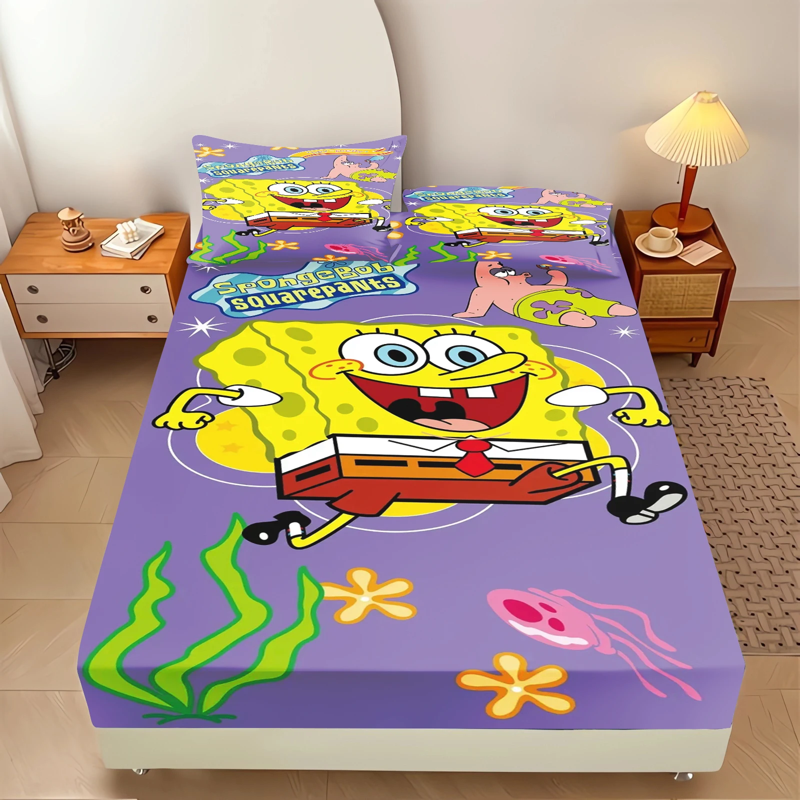 SpongeBob SquarePants Fitted Sheet Set Cartoon Patrick Print Bed Sheet Pillowcase Soft Microfiber Kids Bedroom Bedding
SpongeBob SquarePants Fitted Sheet Set Cartoon Patrick Print Bed Sheet Pillowcase Soft Microfiber Kids Bedroom Bedding