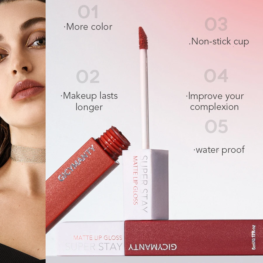 GICYMANTY Liquid Lipstick, long-lasting, moisturizing, non-greasy, waterproof, moisturizing lip glaze, matte lip mousse.
GICYMANTY Liquid Lipstick, long-lasting, moisturizing, non-greasy, waterproof, moisturizing lip glaze, matte lip mousse.
