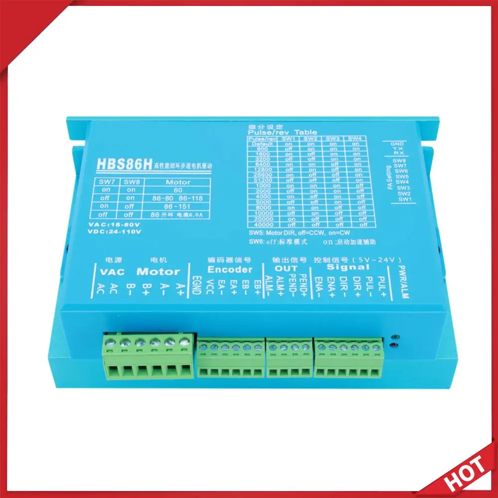 HBS86H Closed Loops Two-Phase Stepper Motor Driver with RS232 Port High Torque Controller Servos Motor Driver
HBS86H Closed Loops Two-Phase Stepper Motor Driver with RS232 Port High Torque Controller Servos Motor Driver