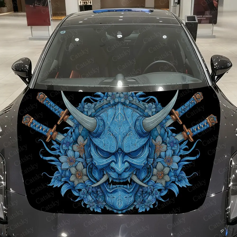 Cyan-Gold Carved Hannya Mask Car Vinyl Wrap, PVC Waterproof Car Hood Sticker, Self-Adhesive Scratch-Resistant Stickers
Cyan-Gold Carved Hannya Mask Car Vinyl Wrap, PVC Waterproof Car Hood Sticker, Self-Adhesive Scratch-Resistant Stickers