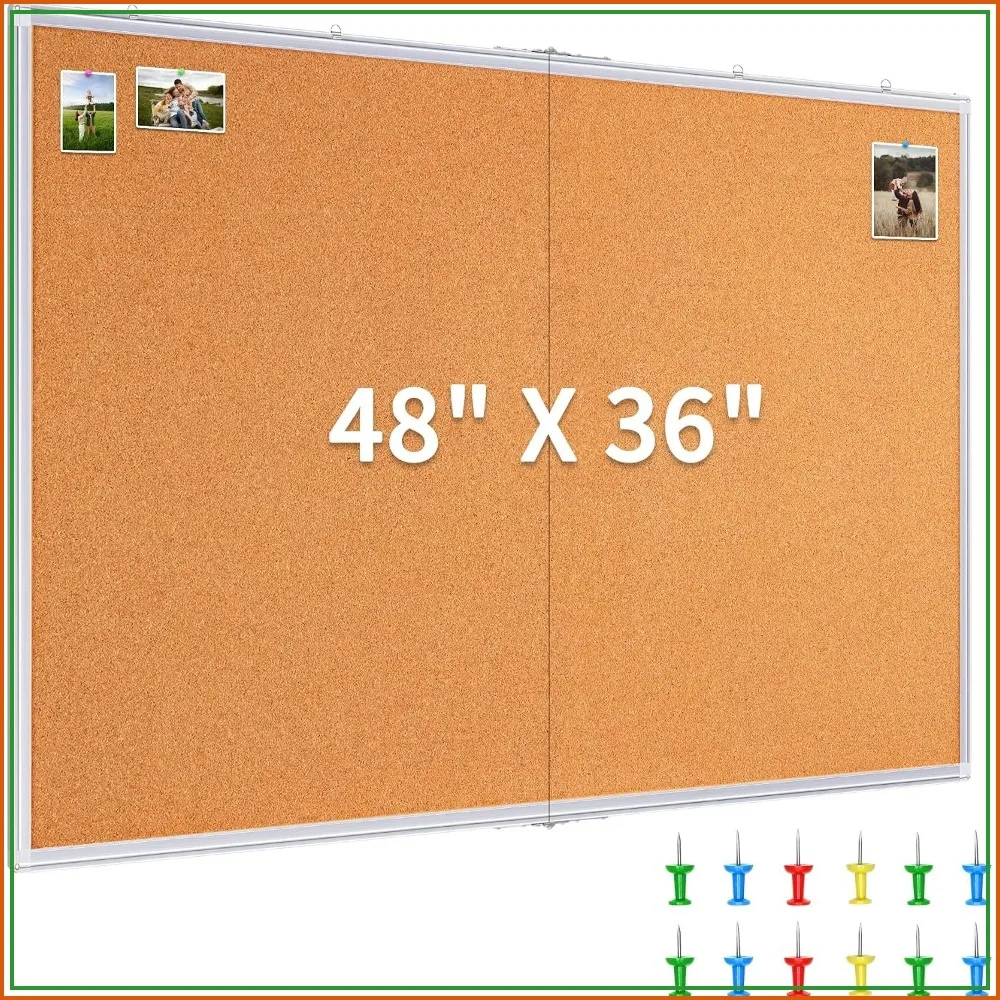 Large Cork Board 48 x 36 in, Bulletin Board for Walls, 4'x3' Aluminum Framed Corkboard, Foldable Wall Mounted Pin Memo Notice Board for Office, Home
Large Cork Board 48 x 36 in, Bulletin Board for Walls, 4'x3' Aluminum Framed Corkboard, Foldable Wall Mounted Pin Memo Notice Board for Office, Home