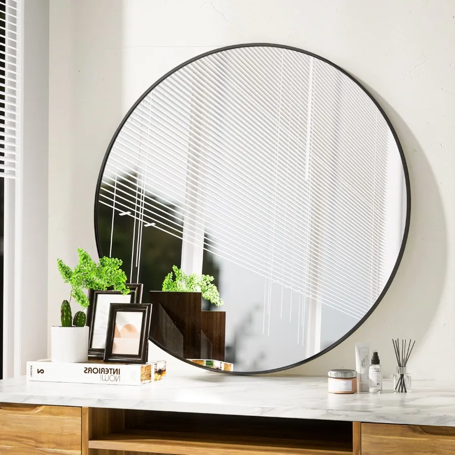 36" Round Bathroom Mirror Modern Circle Mirror leaning or Wall Mounted Black
36" Round Bathroom Mirror Modern Circle Mirror leaning or Wall Mounted Black