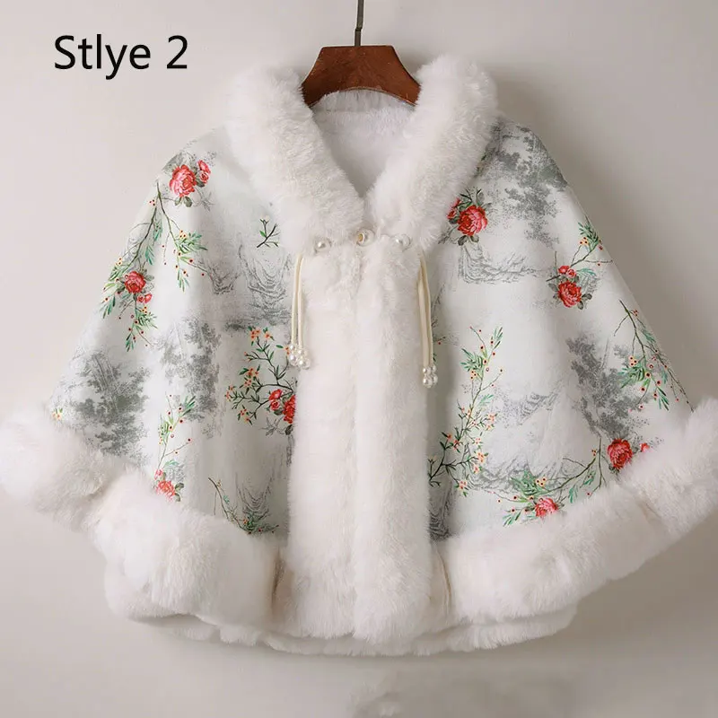 Mingli Tengda Chinese National style with Velvet Cloak Fur Shawl for Warmth Colorful Hanfu and Short Cloak for Outerwear Cape
Mingli Tengda Chinese National style with Velvet Cloak Fur Shawl for Warmth Colorful Hanfu and Short Cloak for Outerwear Cape