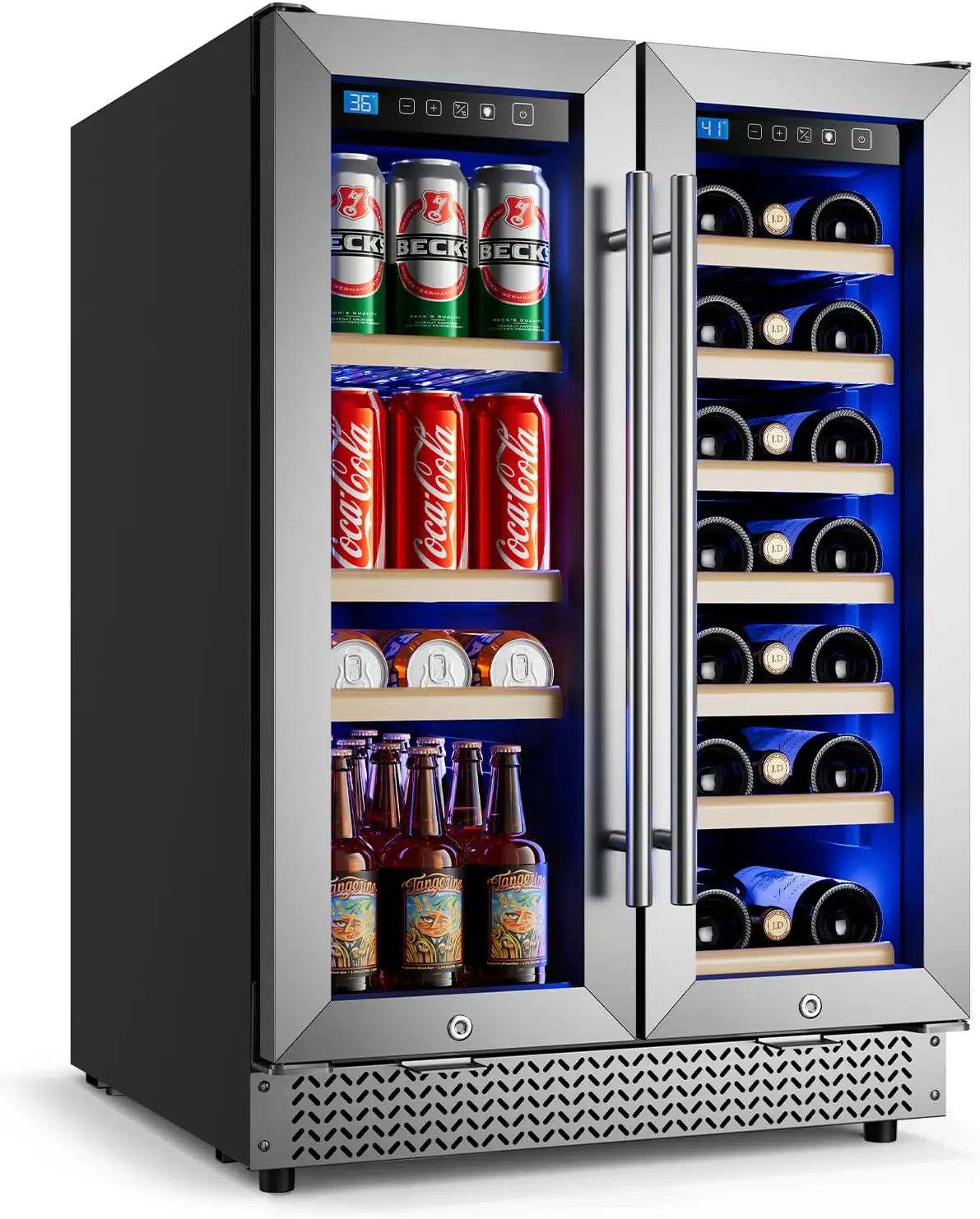 Wine and Beverage Refrigerator 24'', Dual Zone Wine Fridge Built in or Freestanding, Beverage Cooler with Glass Door holds 21
Wine and Beverage Refrigerator 24'', Dual Zone Wine Fridge Built in or Freestanding, Beverage Cooler with Glass Door holds 21