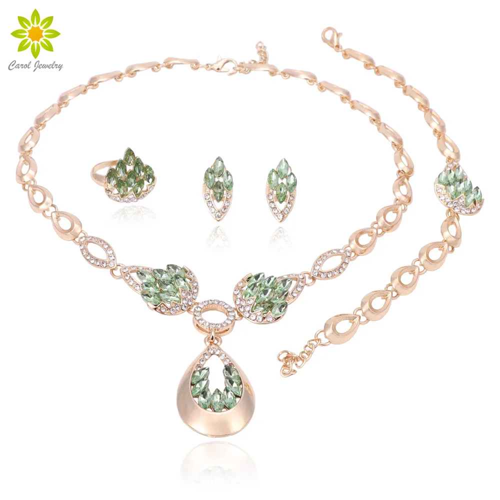 Bridal Wedding Jewelry Set Crystal Necklace Earrings Bracelet Ring Set Classic Leaf Type for Women Wedding Jewelry Set 
Bridal Wedding Jewelry Set Crystal Necklace Earrings Bracelet Ring Set Classic Leaf Type for Women Wedding Jewelry Set