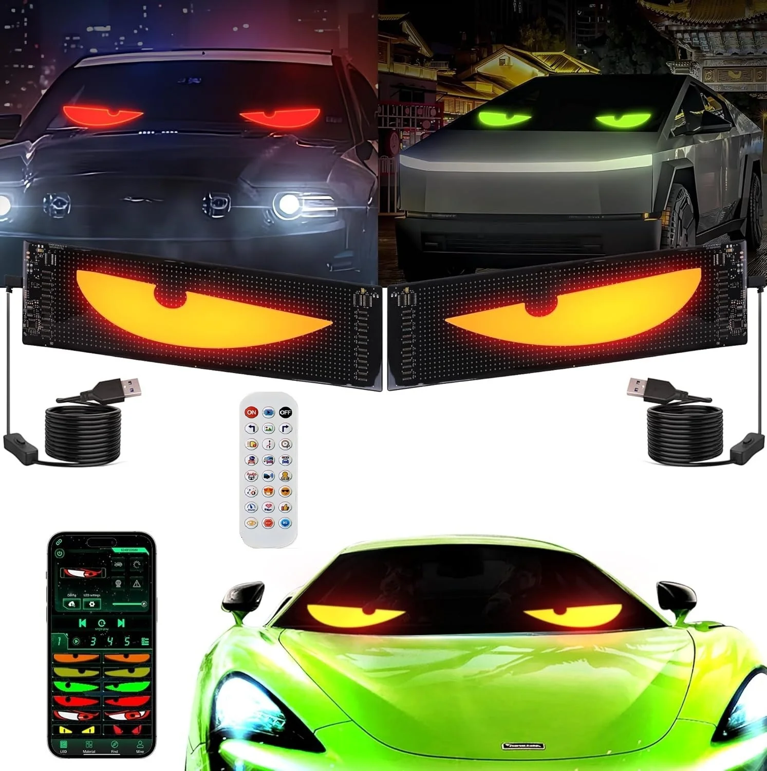 Voice Function LED Matrix Pixel Panel Light Car Devil Eye Lights Remote APP DIY Programmable Advertising LED Soft Screen Light
Voice Function LED Matrix Pixel Panel Light Car Devil Eye Lights Remote APP DIY Programmable Advertising LED Soft Screen Light