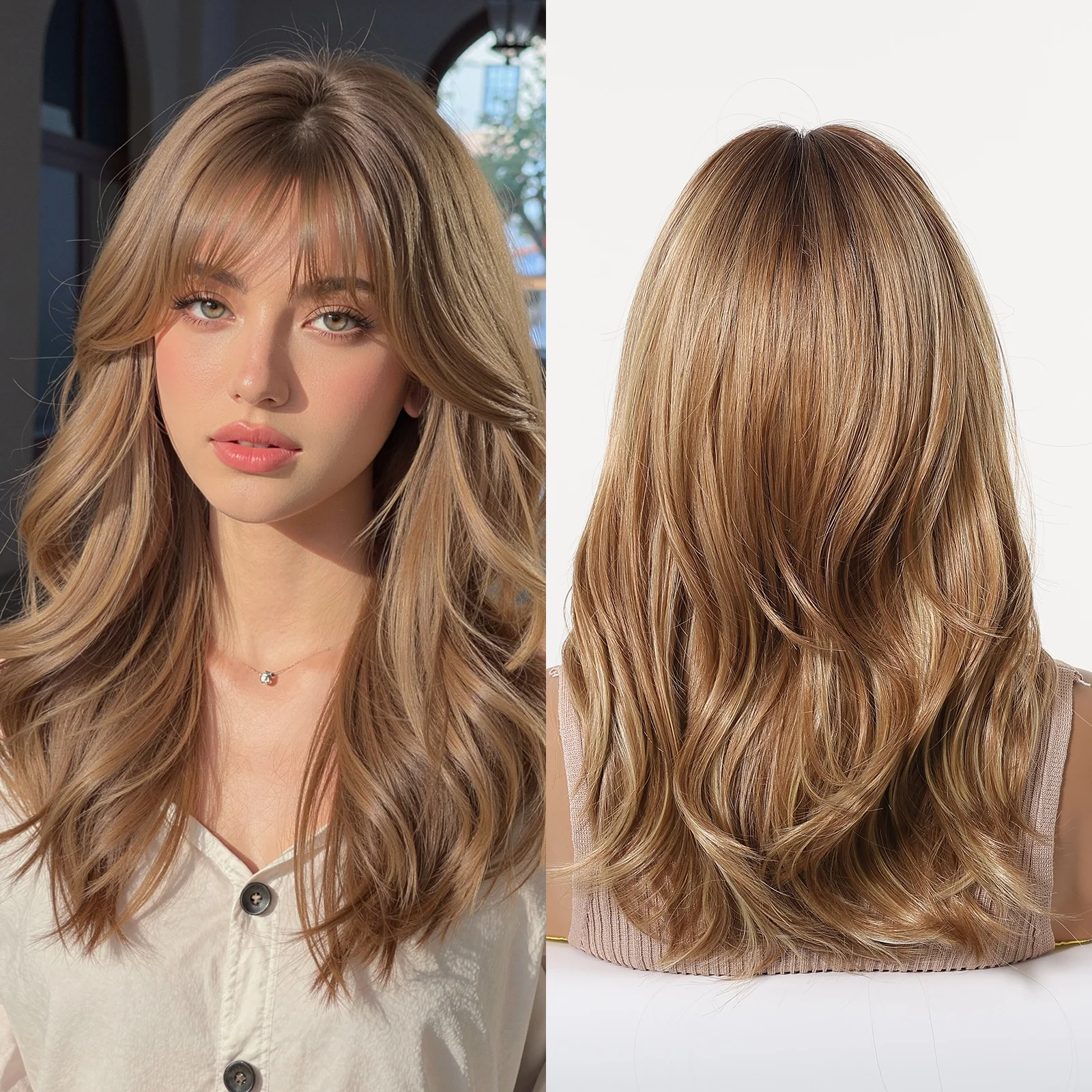 Long Wavy Layered Wig with Bangs Ombre Brown Blonde Synthetic Wig Heat Resistant Fiber Summer New Arrival INS Hot Style
Long Wavy Layered Wig with Bangs Ombre Brown Blonde Synthetic Wig Heat Resistant Fiber Summer New Arrival INS Hot Style