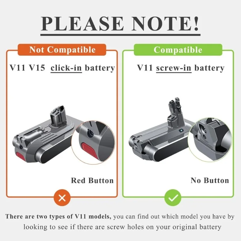 25.2V 6Ah Li-ion Replacement Battery For Dyson V11 SV14 Absolute Complete Fluffy Screw-in Type Cordless Vacuum Cleaner With Lid.
25.2V 6Ah Li-ion Replacement Battery For Dyson V11 SV14 Absolute Complete Fluffy Screw-in Type Cordless Vacuum Cleaner With Lid.