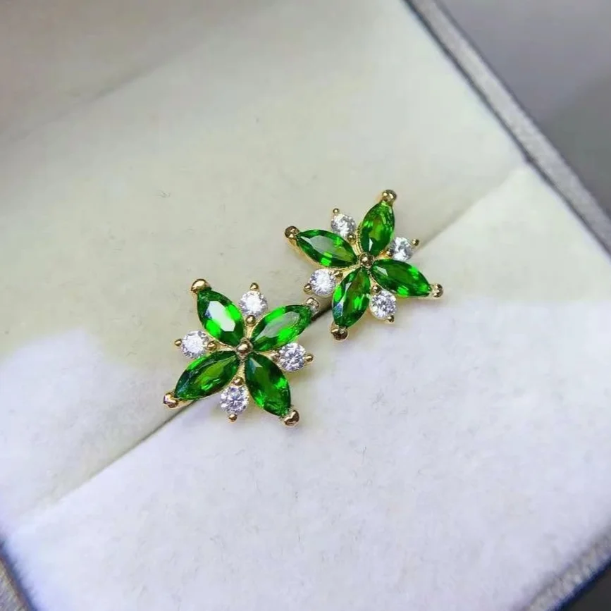 Allergy Free 18K Gold Plated Natural Chrome Diopside Stud Earrings Total 0.6ct Diopside 925 Silver Earrings for Daily Wear
Allergy Free 18K Gold Plated Natural Chrome Diopside Stud Earrings Total 0.6ct Diopside 925 Silver Earrings for Daily Wear