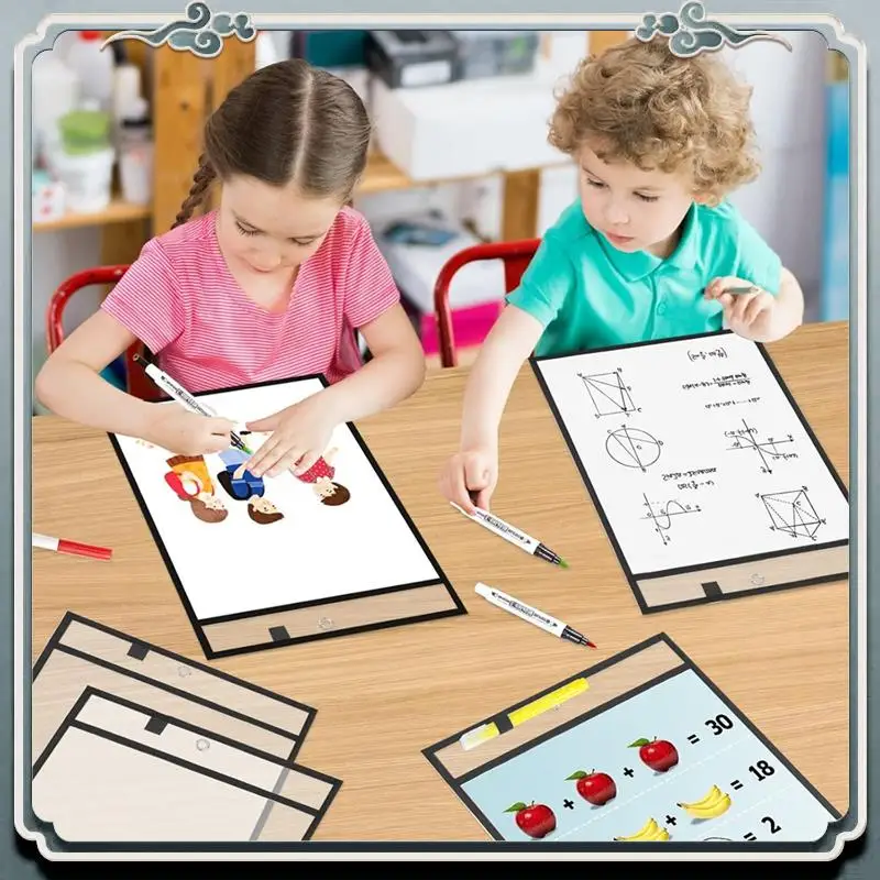 Premium Dry Erase Pockets - Reusable Writing And Wiping Pockets For Teachers School Classroom Supplies Office Worksheets
Premium Dry Erase Pockets - Reusable Writing And Wiping Pockets For Teachers School Classroom Supplies Office Worksheets