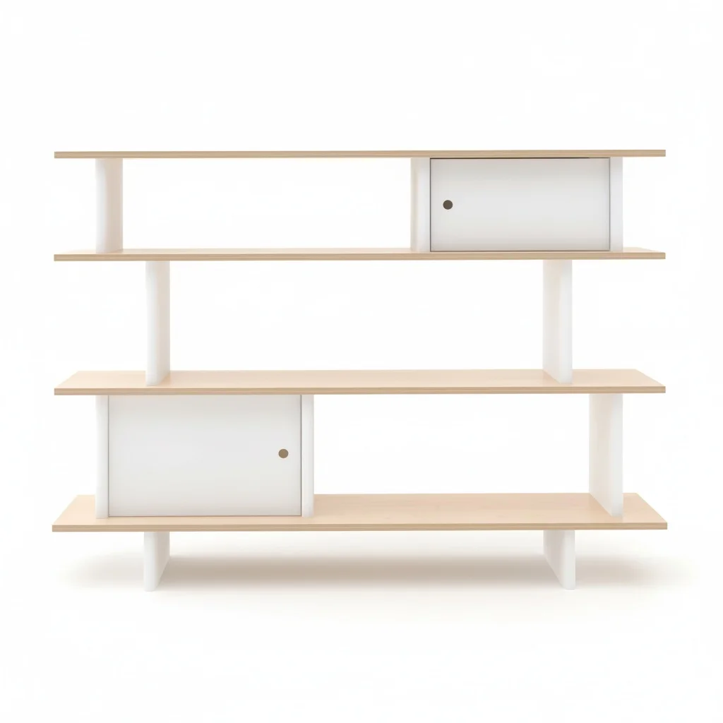 Modern Geometric Bookshelf with Metal and Fabric, Adjustable Height Metal Bookcase, Display Shelf for Living Room, Bedroom
Modern Geometric Bookshelf with Metal and Fabric, Adjustable Height Metal Bookcase, Display Shelf for Living Room, Bedroom