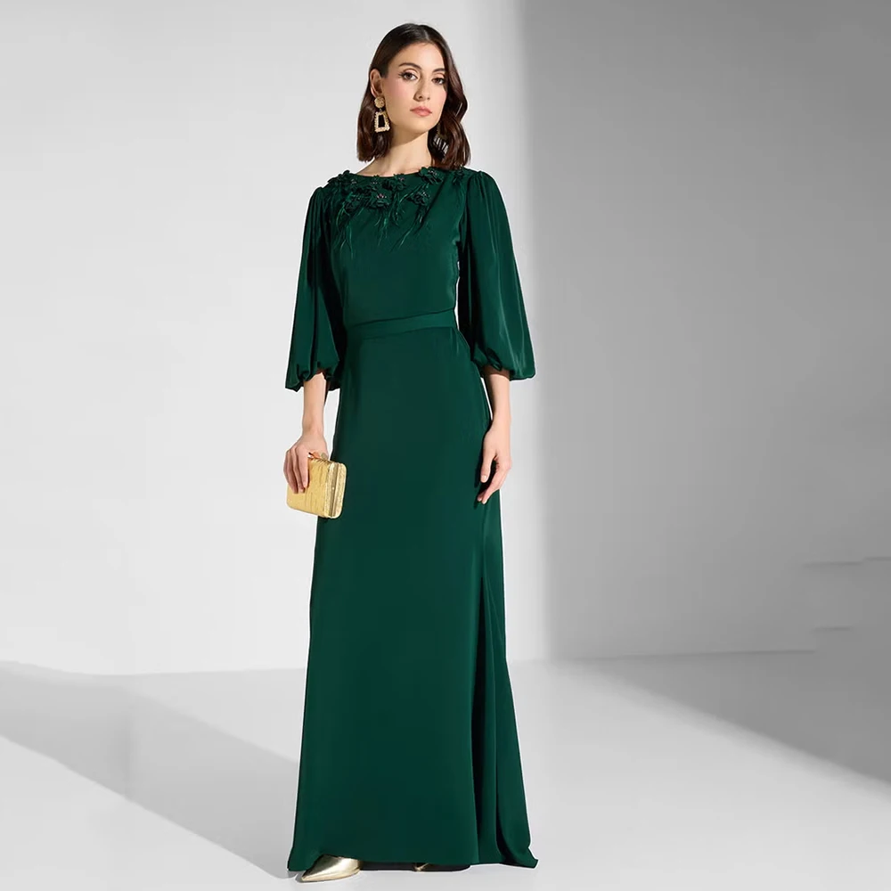 Elegant Green Evening Dress Floor Length Prom Dress O Neck Sheath Formal Party Gown Flowers With Feather Saudi Arabia Dress
Elegant Green Evening Dress Floor Length Prom Dress O Neck Sheath Formal Party Gown Flowers With Feather Saudi Arabia Dress