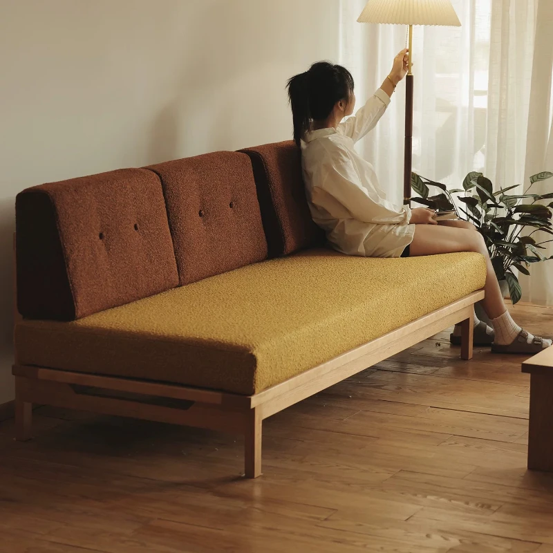Sofa, Japanese-style cherry wood log armless sofa, solid wood retro style living room fabric cotton and linen
Sofa, Japanese-style cherry wood log armless sofa, solid wood retro style living room fabric cotton and linen