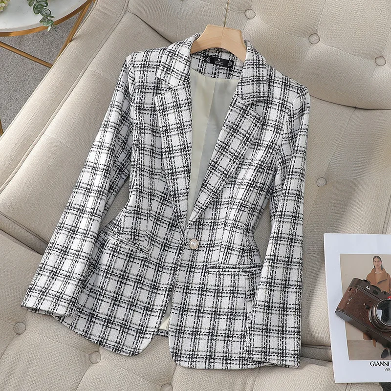 Ladies Black White Plaid Blazer 2024 New Autumn Winter Coat Women Long Sleeve Suit Jacket Commuter Female Office Blazers Outwear
Ladies Black White Plaid Blazer 2024 New Autumn Winter Coat Women Long Sleeve Suit Jacket Commuter Female Office Blazers Outwear