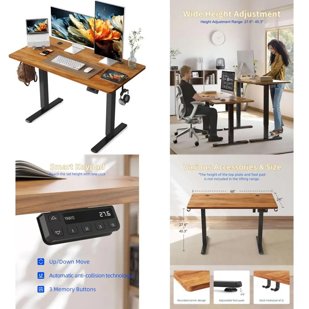 Adjustable Height Electric Standing Desk 48x24 Inches, Spliced Board, Ergonomic Desk for Home Office Use
Adjustable Height Electric Standing Desk 48x24 Inches, Spliced Board, Ergonomic Desk for Home Office Use