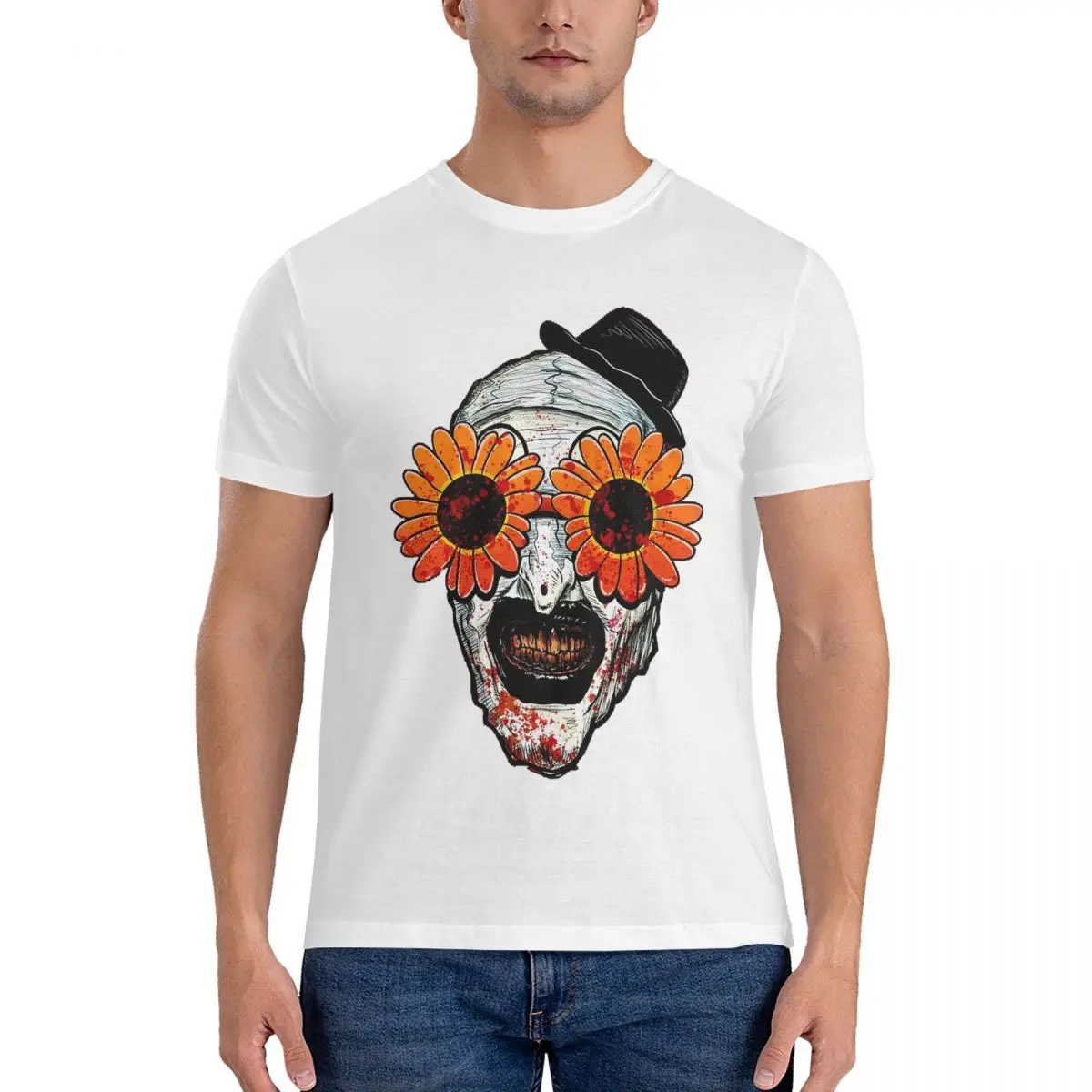 Art The Clown Terrifier 2 Sunflower Sunglasses T-Shirt for Men Cotton Oversized T Shirts Men Short Sleeve Round Neck Tops S-6XL
Art The Clown Terrifier 2 Sunflower Sunglasses T-Shirt for Men Cotton Oversized T Shirts Men Short Sleeve Round Neck Tops S-6XL