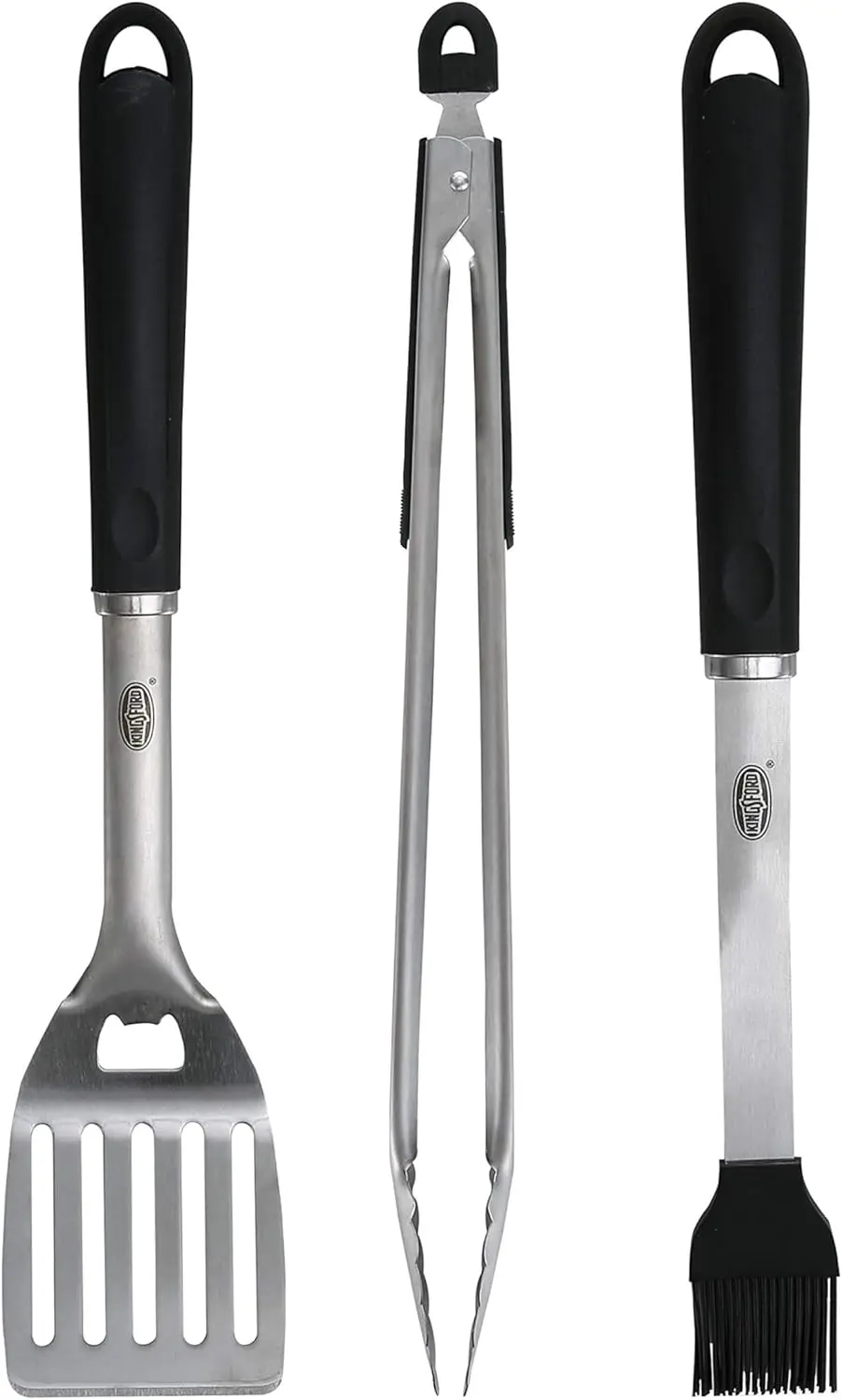 3-Piece Stainless Steel BBQ Tool Set: Spatula, Tongs with Rubber Grip, Silicone Basting Brush, Rust-Resistant for Outdoor Cooking
3-Piece Stainless Steel BBQ Tool Set: Spatula, Tongs with Rubber Grip, Silicone Basting Brush, Rust-Resistant for Outdoor Cooking