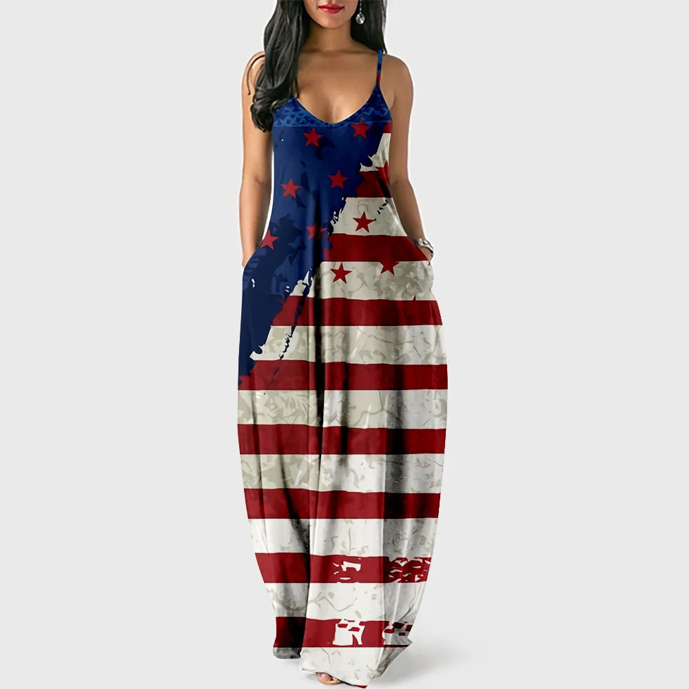 Cartoon Novelty Cool Summer Women Dresses American Independence Day 3D Print Sexy loose Slip Pocket Dress Party Dress Long Robe
Cartoon Novelty Cool Summer Women Dresses American Independence Day 3D Print Sexy loose Slip Pocket Dress Party Dress Long Robe