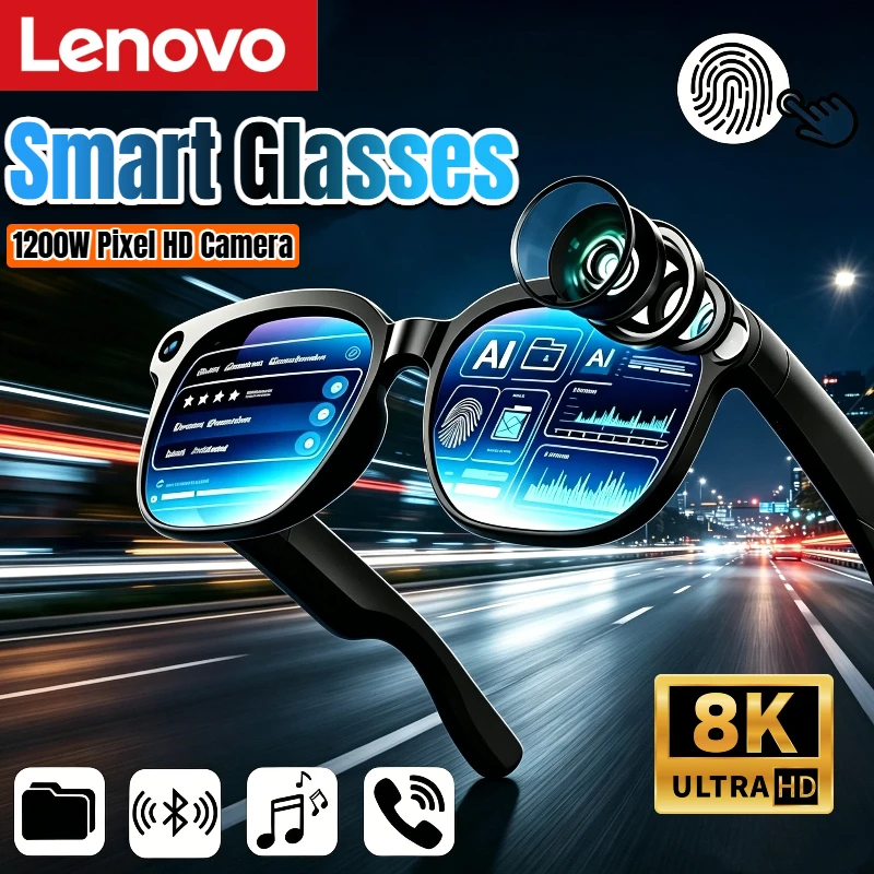 Lenovo 2026 New AI Smart Glasses 8K Touch Control Photo Video Recording Translator Voice Assistant Bluetooth Wireless Sunglasses
Lenovo 2026 New AI Smart Glasses 8K Touch Control Photo Video Recording Translator Voice Assistant Bluetooth Wireless Sunglasses