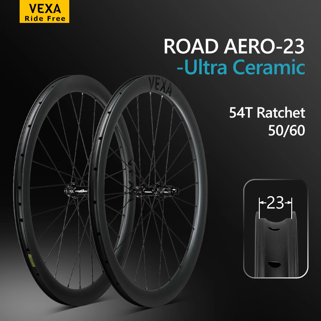 VEXARoad Aero-23-Ultra Ceramic Disc Road Carbon Wheelset 54T Ratchet Hub Pillar Wing 20 Spokes Wheelset Tubeless 23mm Inner
VEXARoad Aero-23-Ultra Ceramic Disc Road Carbon Wheelset 54T Ratchet Hub Pillar Wing 20 Spokes Wheelset Tubeless 23mm Inner