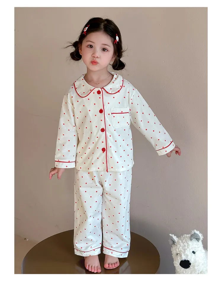Girls Pajamas Set Spring and Autumn 2026 New Children's Polka Dot Loungewear Baby Girl Cotton Long Sleeves
Girls Pajamas Set Spring and Autumn 2026 New Children's Polka Dot Loungewear Baby Girl Cotton Long Sleeves