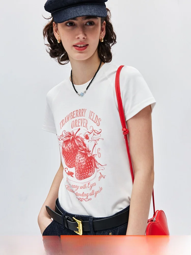 Strawberry Party Heavy Embellished American Retro Style round Neck Shoulder Sleeve Cotton Elastic Print T-Shirt Women's Top
Strawberry Party Heavy Embellished American Retro Style round Neck Shoulder Sleeve Cotton Elastic Print T-Shirt Women's Top