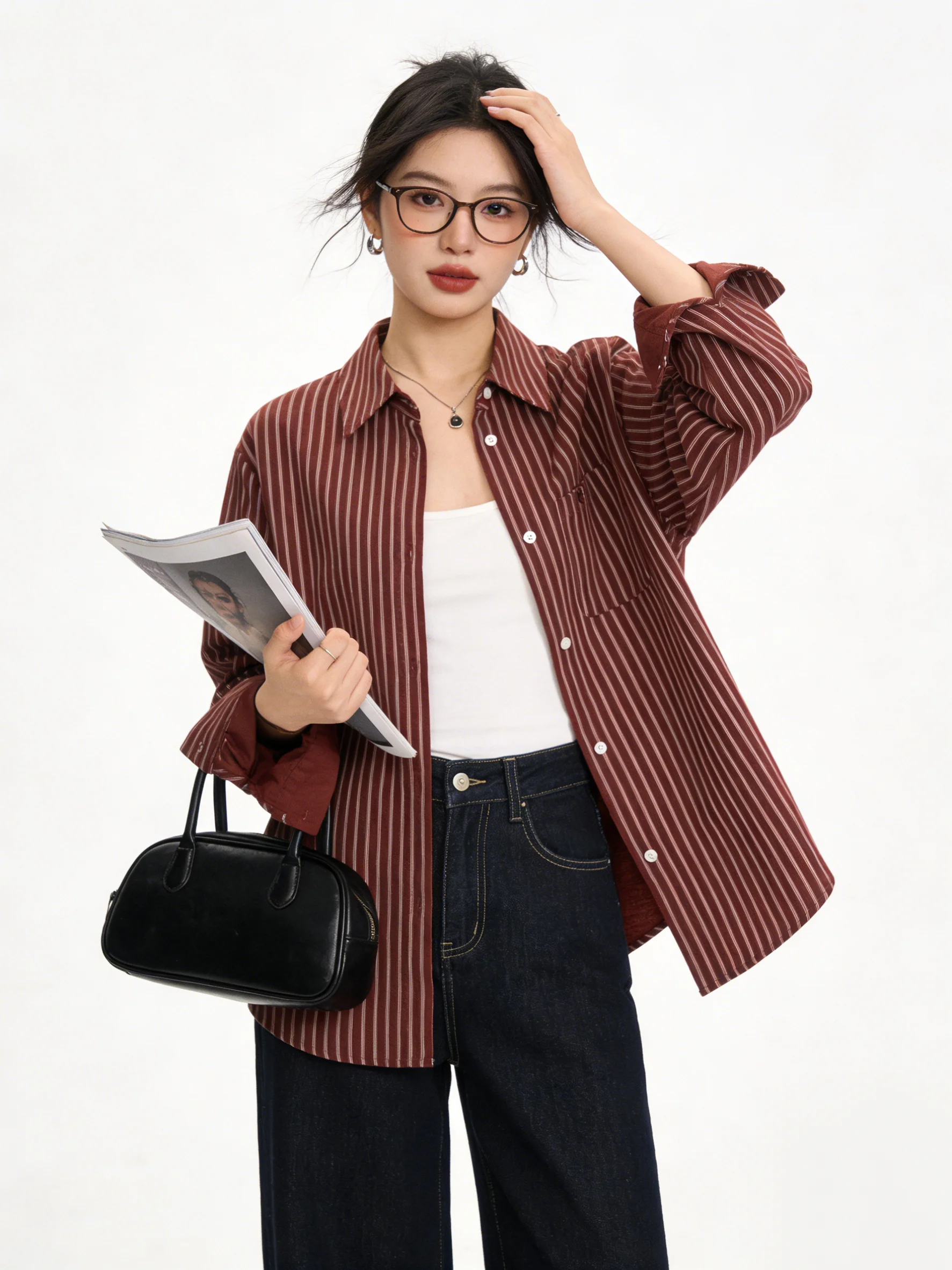 Ретро-рубашка в полоску из бархата: стильная, свободная, модная, для повседневной носки, весенняя женская рубашка с воротником, длинным рукавом, дышащая
Ретро-рубашка в полоску из бархата: стильная, свободная, модная, для повседневной носки, весенняя женская рубашка с воротником, длинным рукавом, дышащая