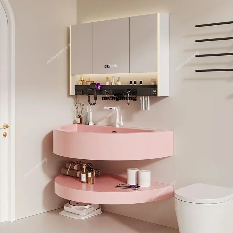Simple Bathroom Cabinet Special-shaped Round Skin Feeling Sink Single Bathroom Vanity Set With Top Basin &Storage Cabinet
Simple Bathroom Cabinet Special-shaped Round Skin Feeling Sink Single Bathroom Vanity Set With Top Basin &Storage Cabinet