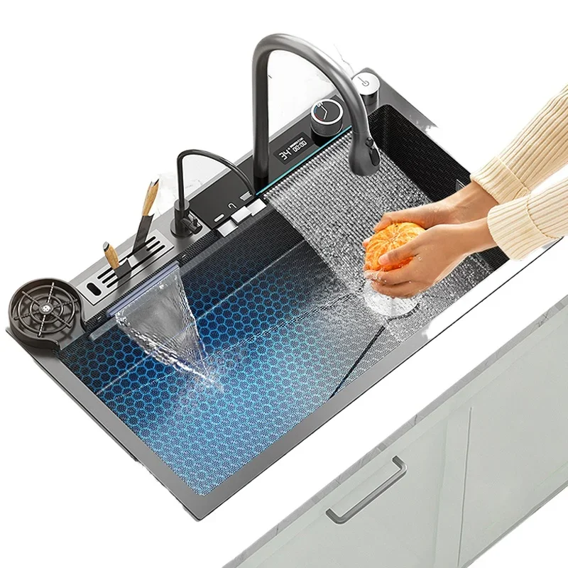 Stainless Steel Kitchen Sink Digital display Waterfall sink Embossed Large Single Slot Dishwashing Sinks
Stainless Steel Kitchen Sink Digital display Waterfall sink Embossed Large Single Slot Dishwashing Sinks