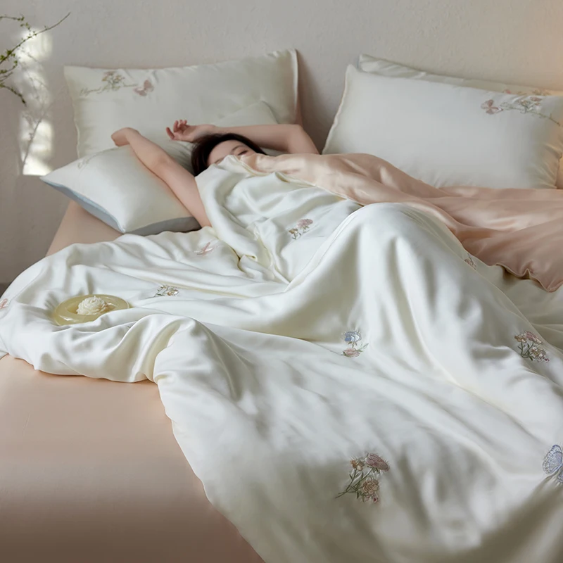 3/4Pcs Butterfly Flowers Embroidery Lyocell Bamboo Fiber Soft Silky Cool Feeling Bedding Set Duvet Cover Bed Sheet Pillowcases
3/4Pcs Butterfly Flowers Embroidery Lyocell Bamboo Fiber Soft Silky Cool Feeling Bedding Set Duvet Cover Bed Sheet Pillowcases