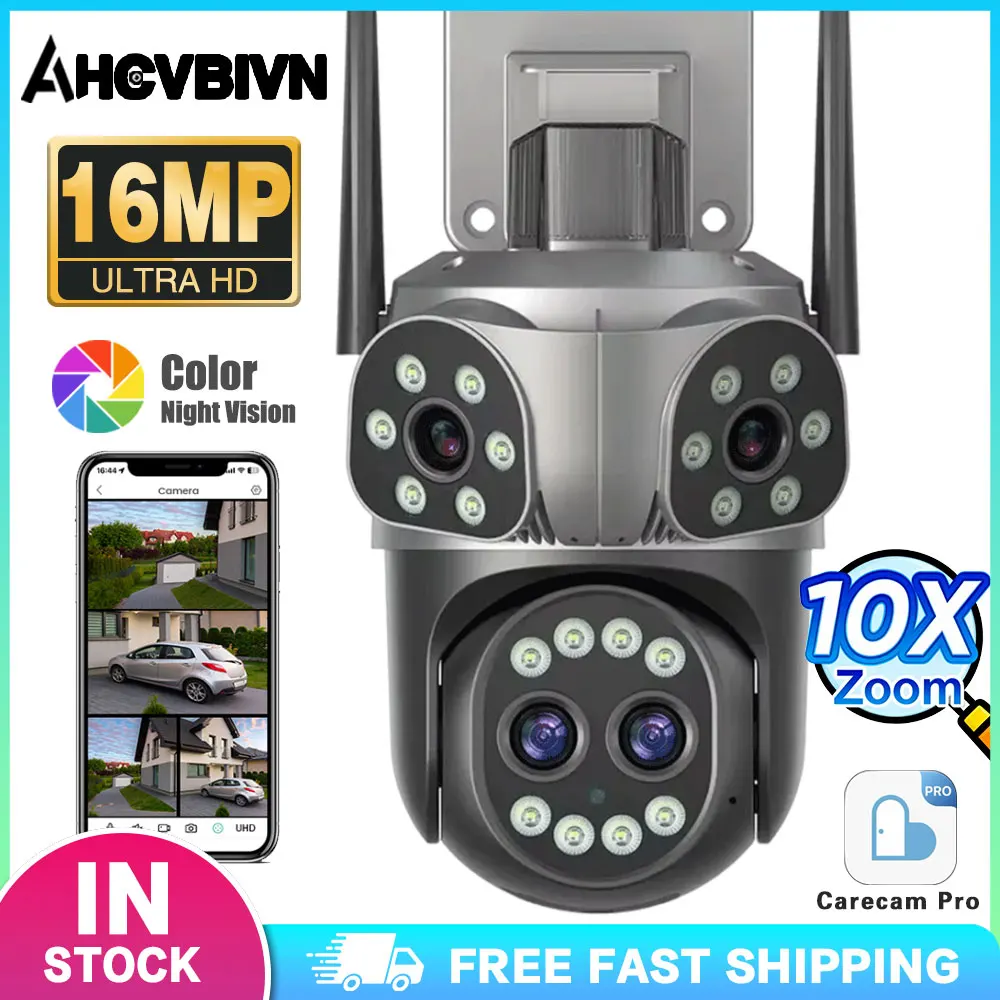  16 МП 8K Wi-Fi IP-камера для наружного видеонаблюдения с тремя экранами, 4 объективами, 10-кратным PTZ-зумом, цветным ночным видением и двусторонней аудиосвязью
16 МП 8K Wi-Fi IP-камера для наружного видеонаблюдения с тремя экранами, 4 объективами, 10-кратным PTZ-зумом, цветным ночным видением и двусторонней аудиосвязью