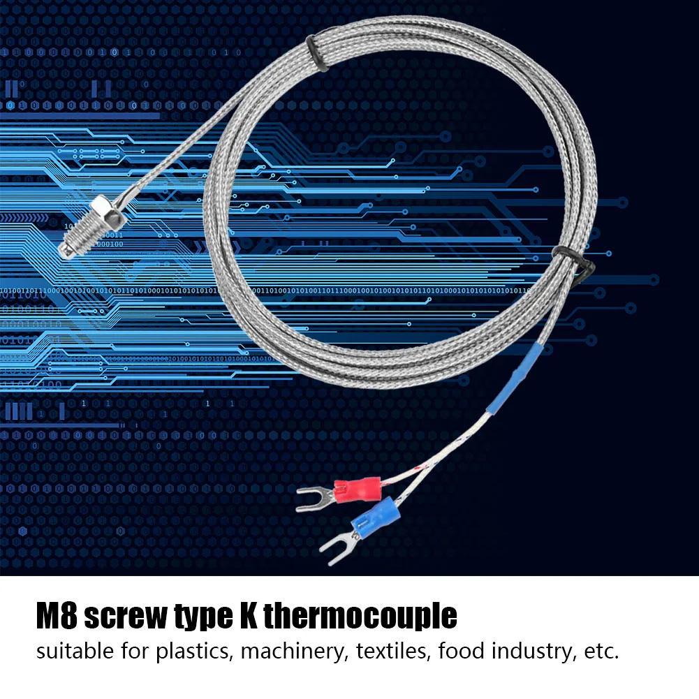 Thermocouple Probe, M8 Screw Thread Type K Thermocouple Temperature Sensor Wire 0-400℃
Thermocouple Probe, M8 Screw Thread Type K Thermocouple Temperature Sensor Wire 0-400℃