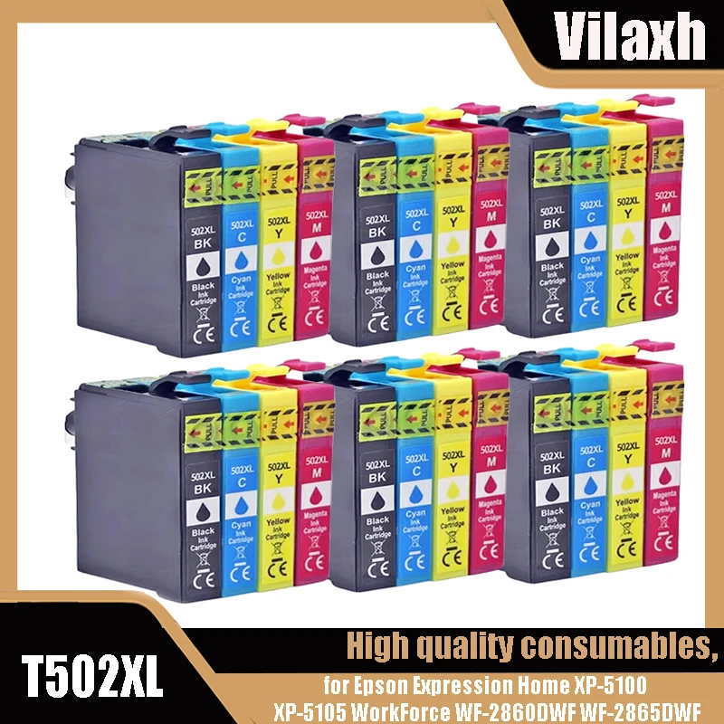 Vilaxh T502XL 502 502XL full Ink Cartridge with Chip Compatible for epson XP5100 xp5105 WF2860 WF2865 printers
Vilaxh T502XL 502 502XL full Ink Cartridge with Chip Compatible for epson XP5100 xp5105 WF2860 WF2865 printers