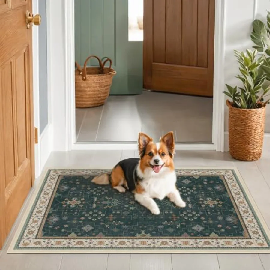 Dark Green Oushak 3x5 Large Entryway Rug Modern Boho Eclectic Floral Pastel Washable Low Pile NonSlip Area Rugs for Door Mat I
Dark Green Oushak 3x5 Large Entryway Rug Modern Boho Eclectic Floral Pastel Washable Low Pile NonSlip Area Rugs for Door Mat I
