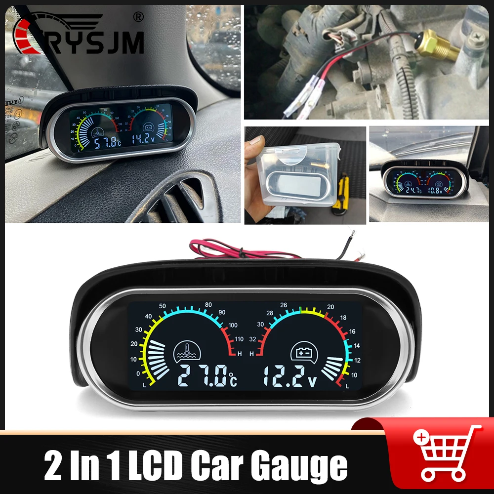 RYSJM 2 In 1 LED Car Digital Gauge Voltmeter & Water Temperature Gauge With 10mm Water Temp Sensor for Car 12V/24V Universal
RYSJM 2 In 1 LED Car Digital Gauge Voltmeter & Water Temperature Gauge With 10mm Water Temp Sensor for Car 12V/24V Universal