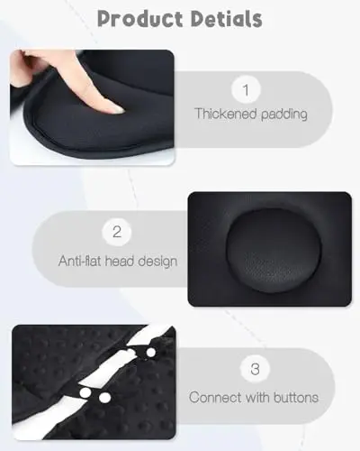 Thickened Reversible Car Seat Insert Featuring Dual Head Supports, Anti-Flat Design, And Button-Fastened Straps, Black
Thickened Reversible Car Seat Insert Featuring Dual Head Supports, Anti-Flat Design, And Button-Fastened Straps, Black