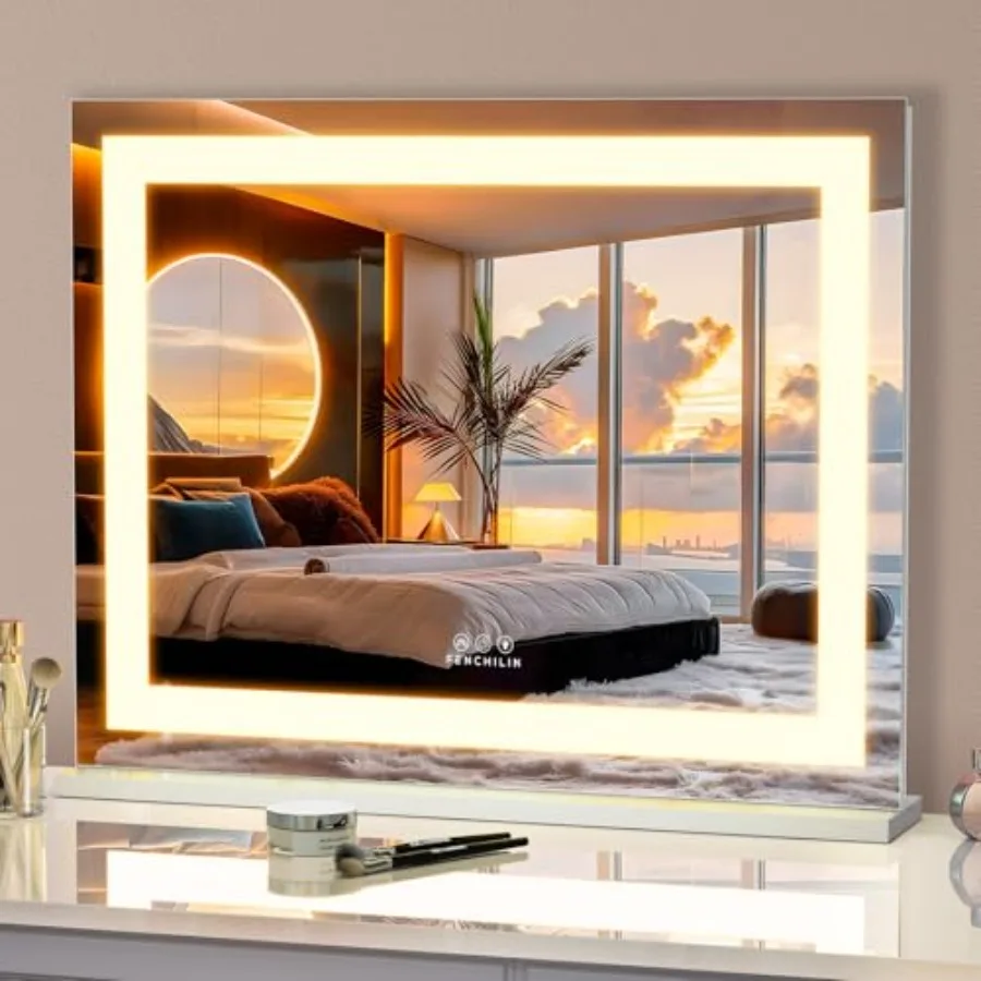 Vanity Mirror with Lights 23" x 18" RGB Backlit + Front Lit Hollywood Makeup Mirror LED Strip with 3 Colors Modes Smart Touch f
Vanity Mirror with Lights 23" x 18" RGB Backlit + Front Lit Hollywood Makeup Mirror LED Strip with 3 Colors Modes Smart Touch f