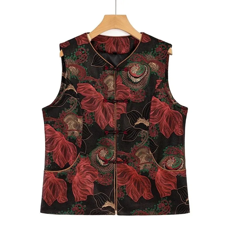 Women's Chinese Floral Print Vest Pants Set for Elderly Autumn
Women's Chinese Floral Print Vest Pants Set for Elderly Autumn