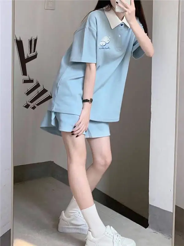 Anti-Aging White Sports Set Women Summer Short Sleeve Shorts Fashion Loose Korean Style Student Casual Two-Piece Set Running
Anti-Aging White Sports Set Women Summer Short Sleeve Shorts Fashion Loose Korean Style Student Casual Two-Piece Set Running