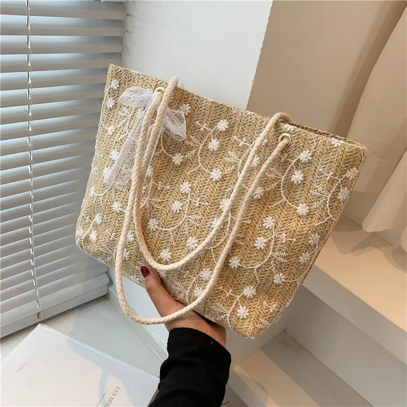 Summer fresh lace large capacity tote bag for women straw woven fashionable one-shoulder armpit bag 2025 new beach bag
Summer fresh lace large capacity tote bag for women straw woven fashionable one-shoulder armpit bag 2025 new beach bag