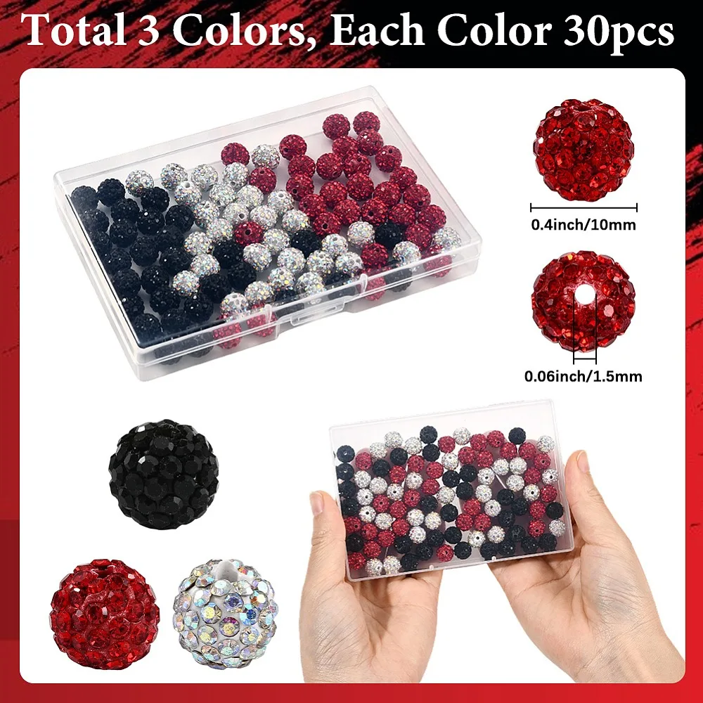 90Pcs 3 Styles Pave Disco Ball Beads Polymer Clay Rhinestone Beads Round Mixed Color 10mm Hole: 1.5mm 30pcs/style
90Pcs 3 Styles Pave Disco Ball Beads Polymer Clay Rhinestone Beads Round Mixed Color 10mm Hole: 1.5mm 30pcs/style