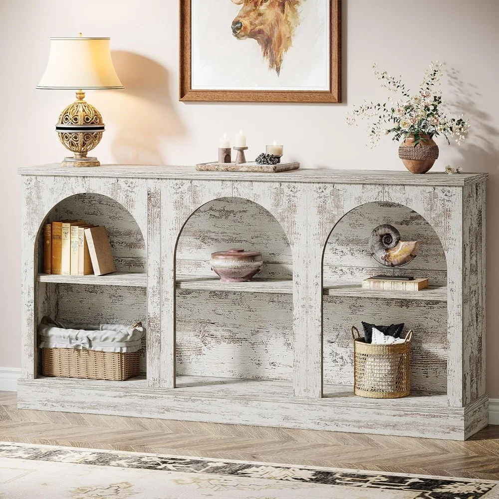 Farmhouse Console Table, 63-Inch Long Entryway Table with 3 Tier Storage, Wooden Rectangular Sofa Table Behind The Couch
Farmhouse Console Table, 63-Inch Long Entryway Table with 3 Tier Storage, Wooden Rectangular Sofa Table Behind The Couch